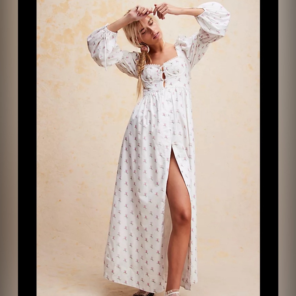 For Love And Lemons White Floral Maxi Dress